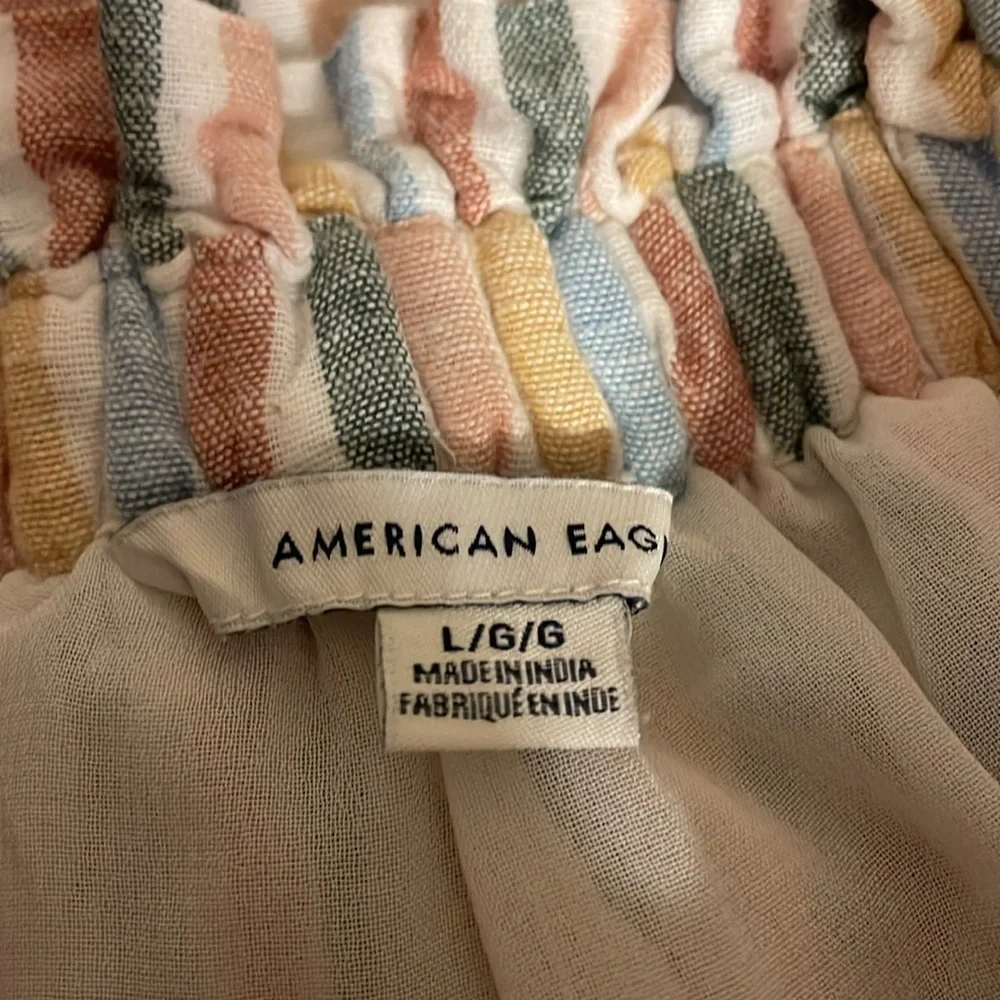 American Eagle Outfitters women’s large 12 Shorts high waist linen blend stripe